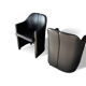 Pair of armchairs "S142" by Eugenio Gerli for Tecno in black leather