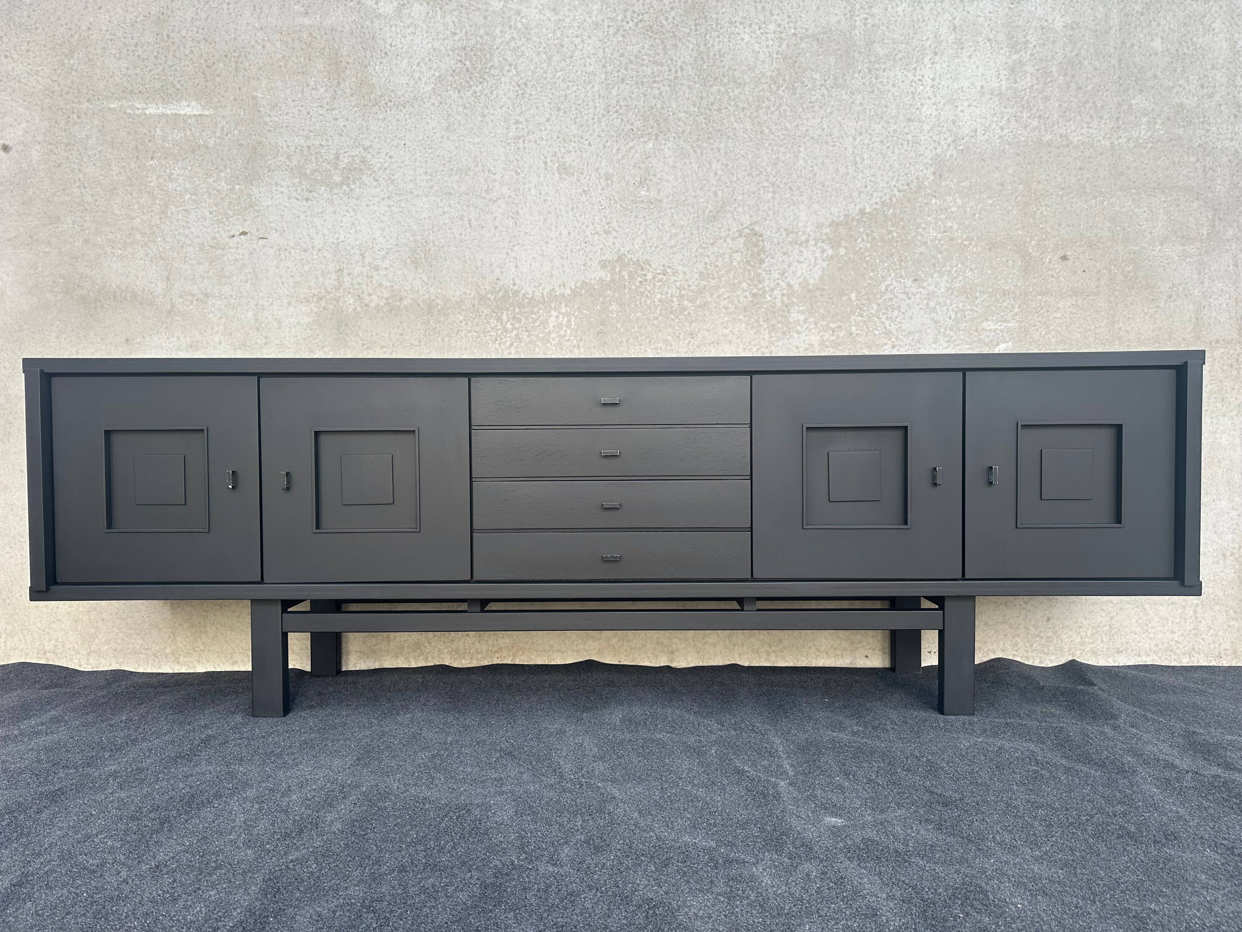 XL design black stained oak brutalist sideboard – De Coene