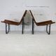 Paire de chauffeuses Kebe Danemark circa 1975 acier et toile "chocolat"