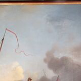 Large canvas, naval combat scene, post-revolutionary