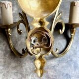 2 appliques murales 2 feux en laiton doré