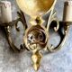 2 two-light wall sconces in gold-plated brass