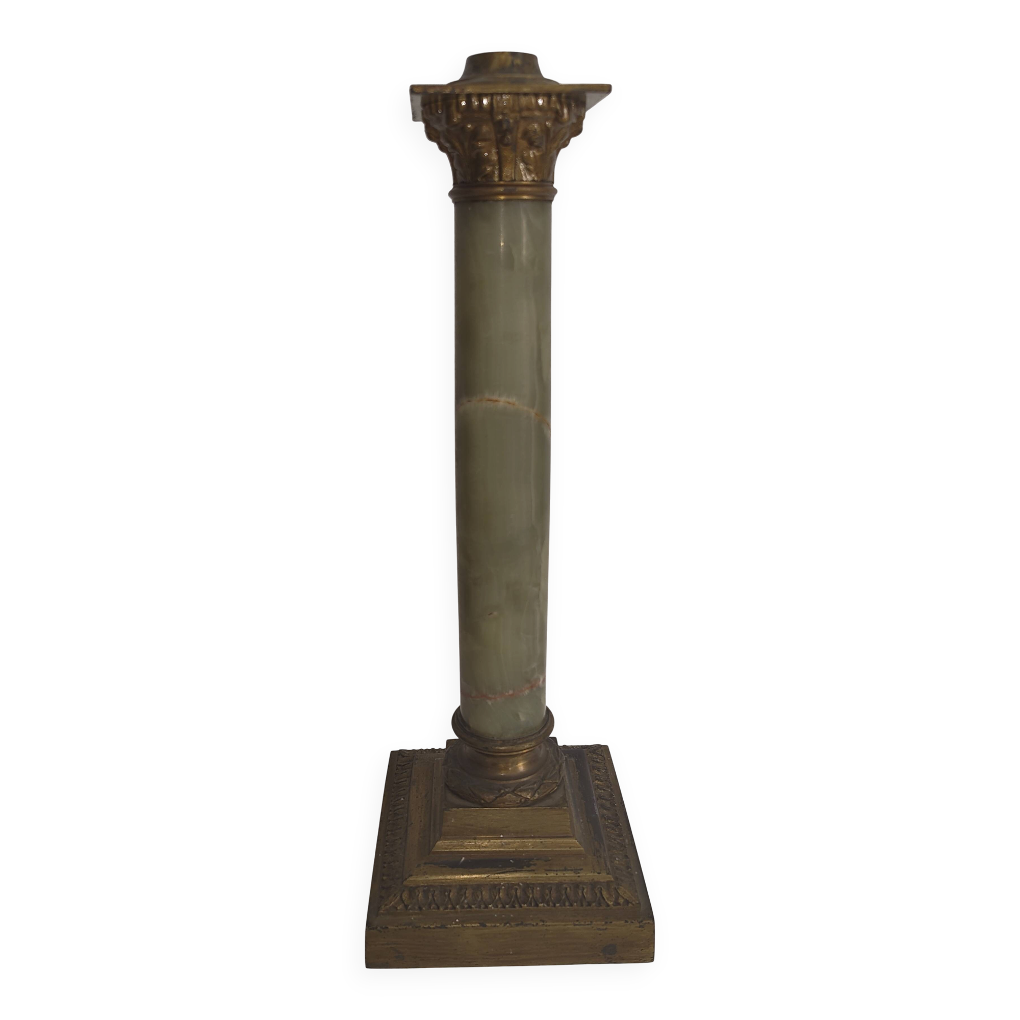 Napoleon III column candlestick in onyx and gilded bronze