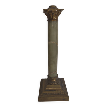 Bougeoir colonne Napoléon III en onyx et bronze doré