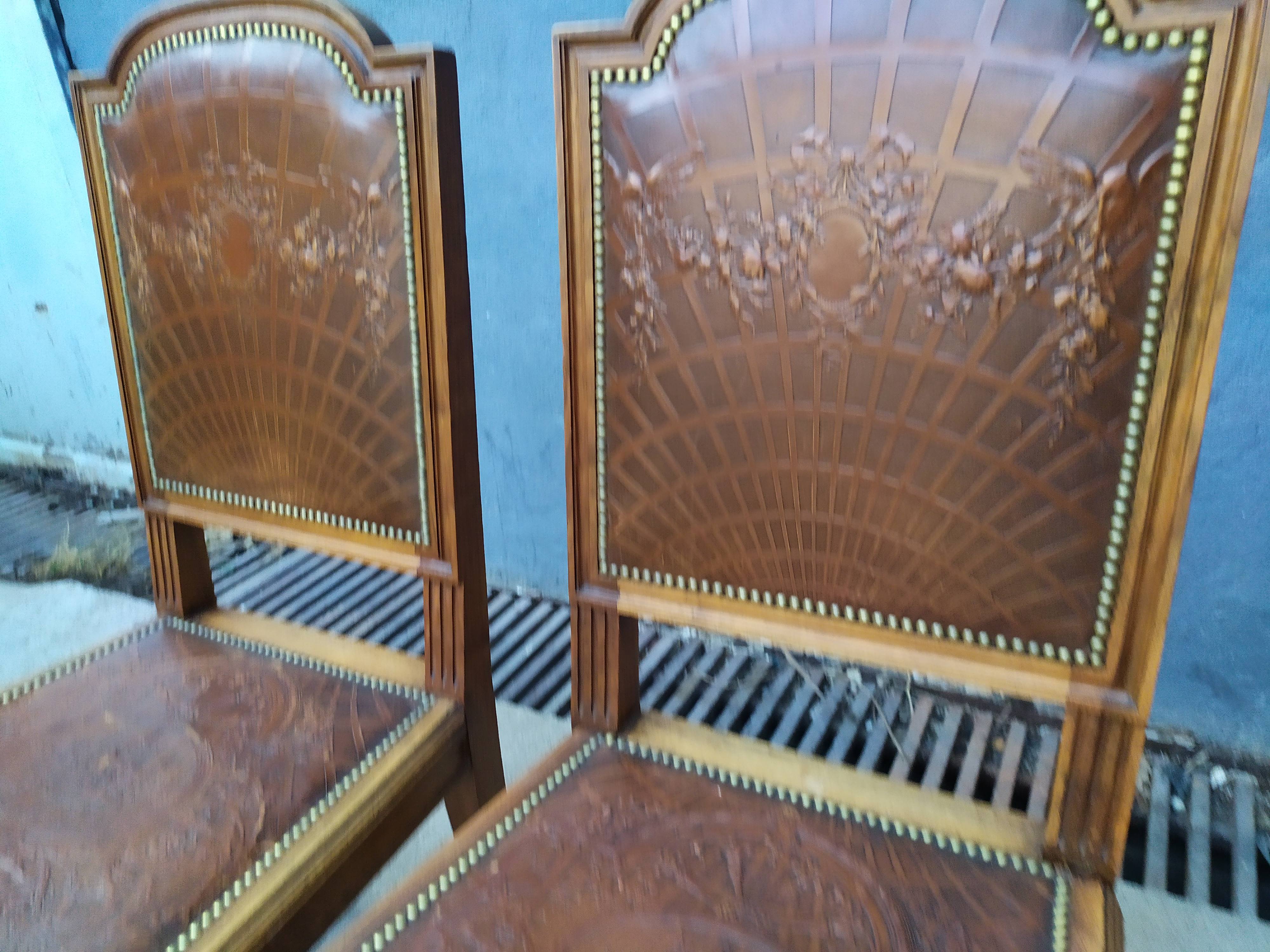 4 Louis XVI leather chairs