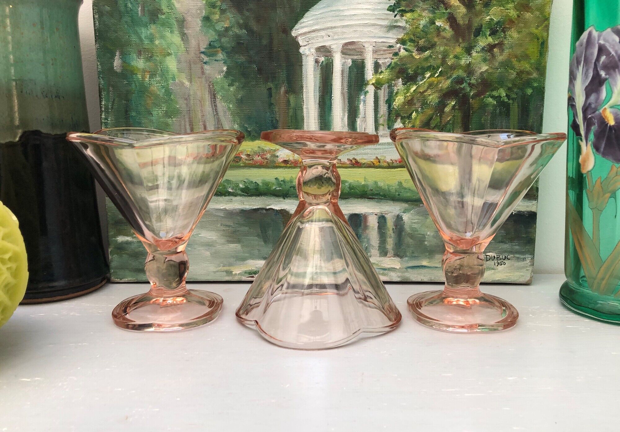 Set of 4 large ice cream bowls color rosaline vintage Italy