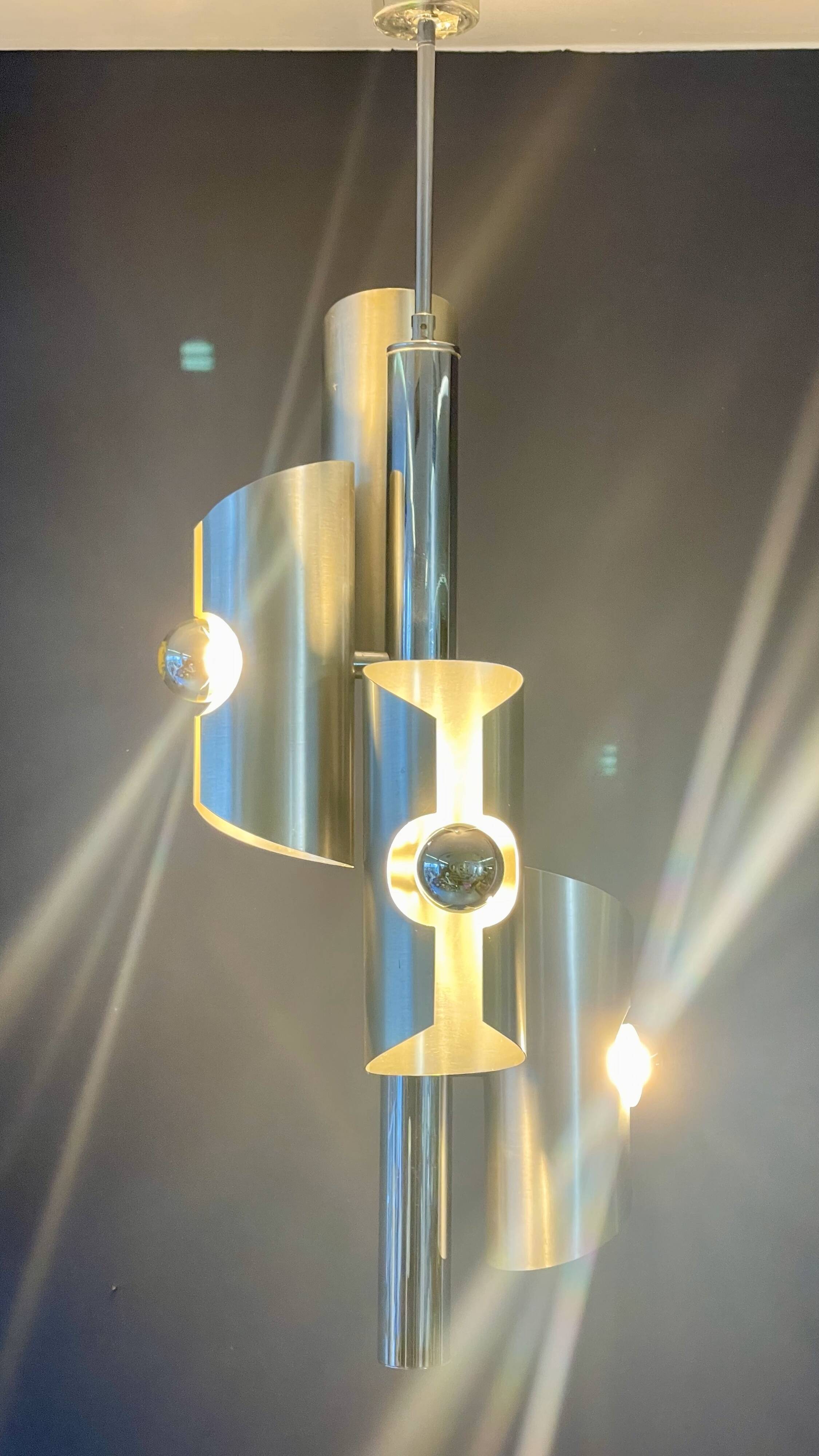 Designer Silver Lamp with Four Silver-Top Bulbs