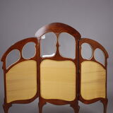 1900 three-leaf mahogany screen by Felix Bernard