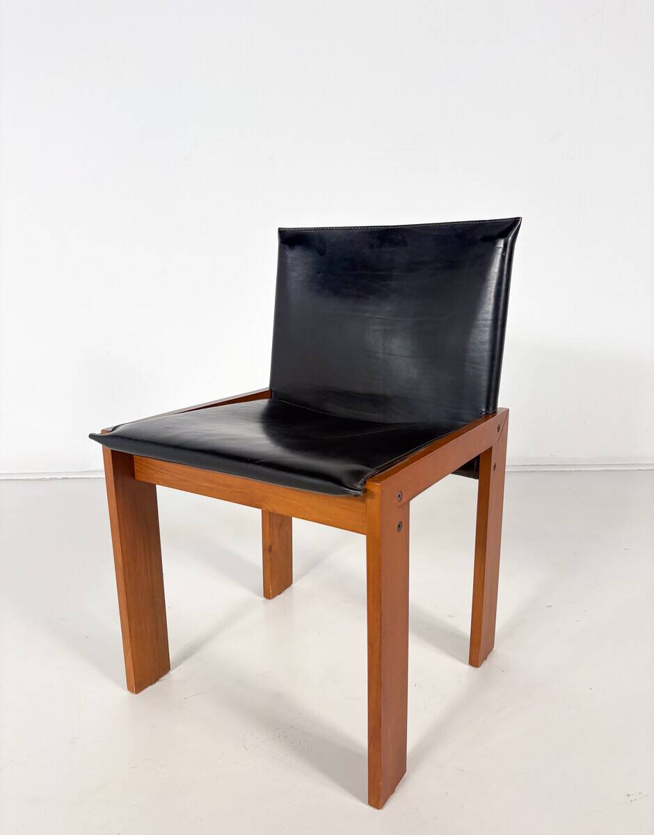 Mid-Century Modern Set of 4 Chairs in the Style of Scarpa, 1970s
