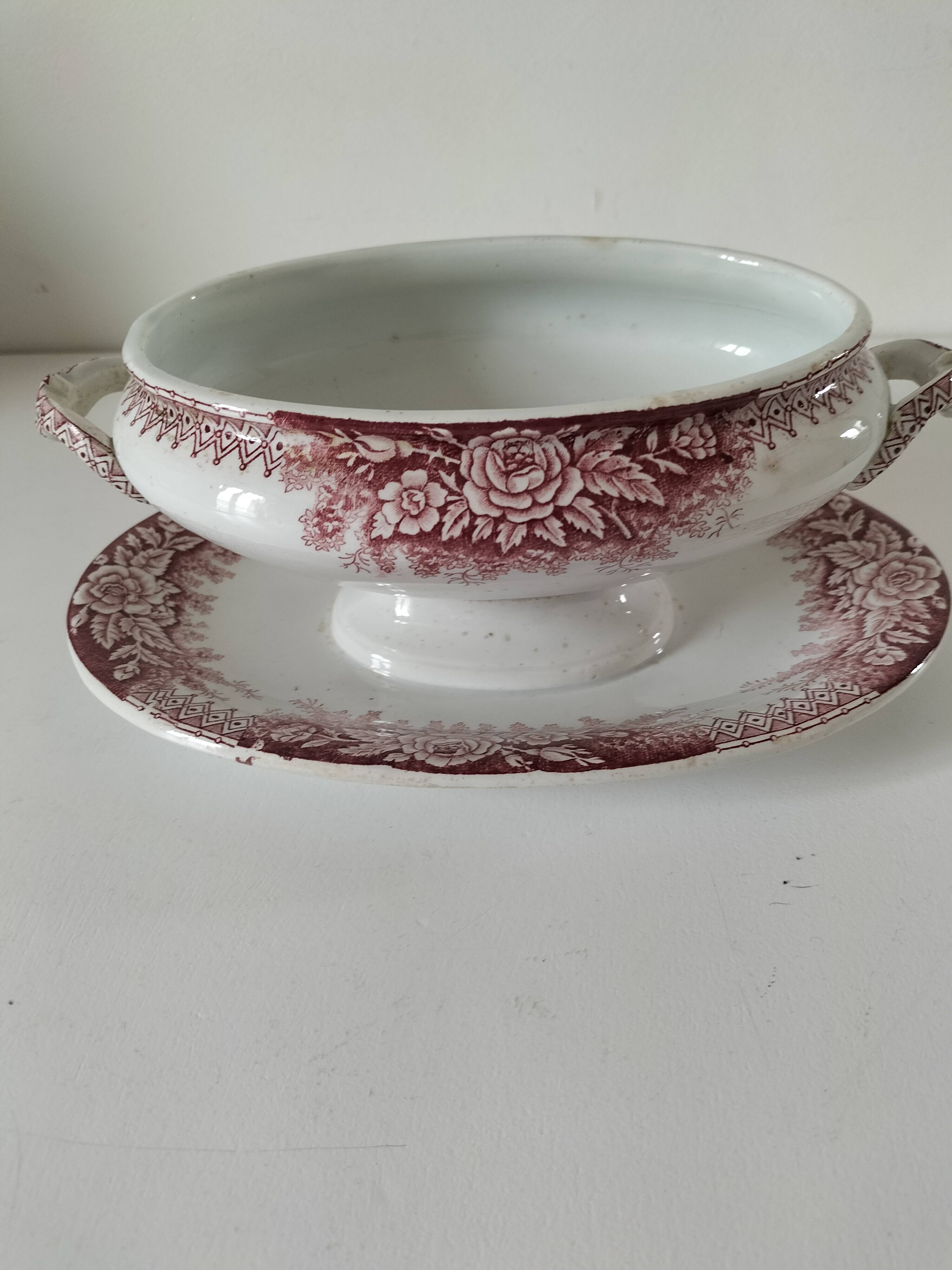 Rare old vegetable dish – Saint-Amand Hamage – English red ironstone