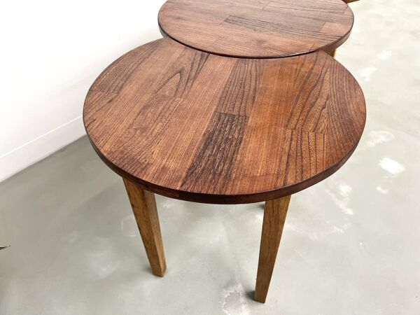 3 tables basses demi-lune, Danemark, années 60