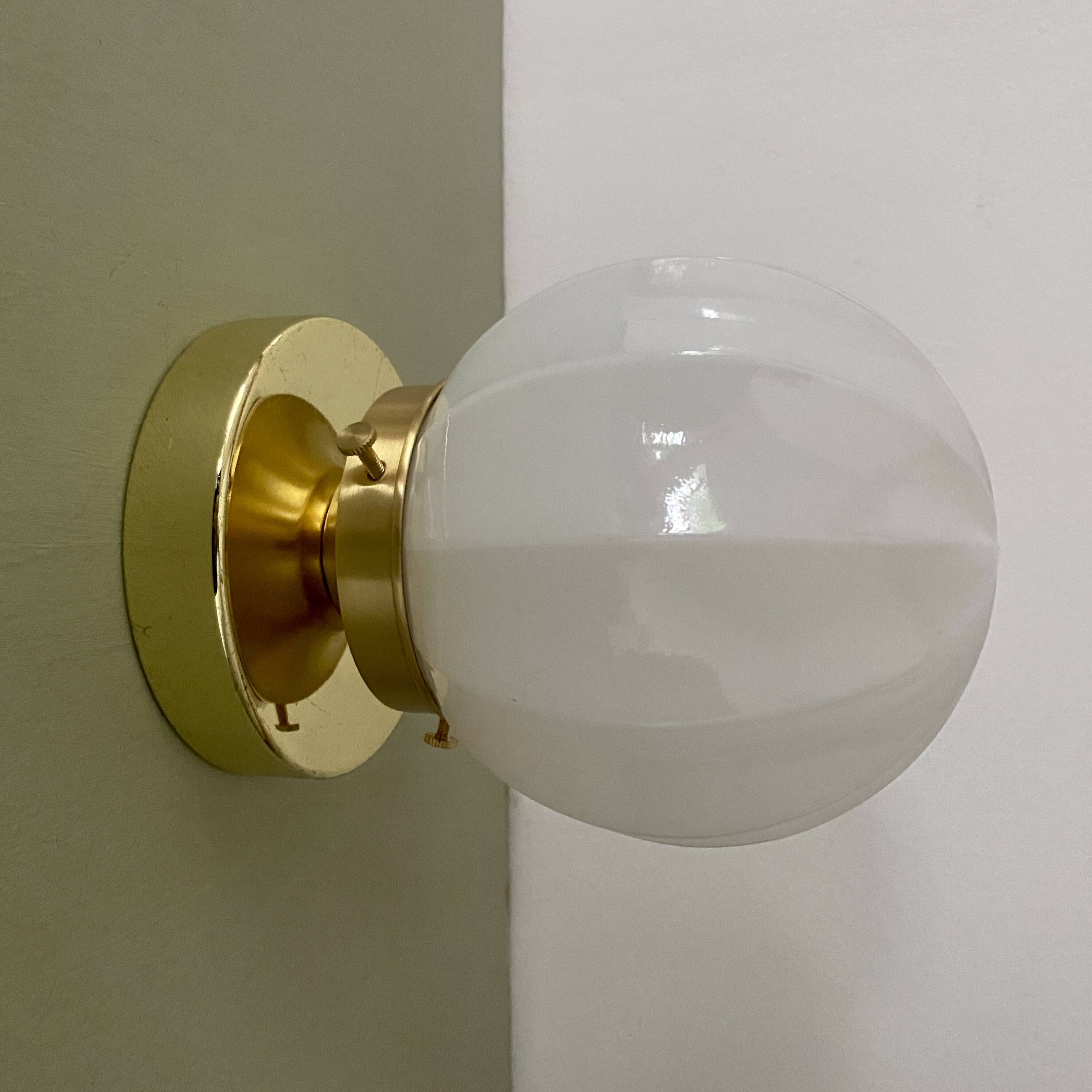 Vintage globe wall / ceiling light in white opaline
