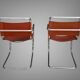 PAIR OF LEATHER AND CHROME ARMCHAIRS MR20 FROM THE 1970s MODEL BY MIES VAN DER