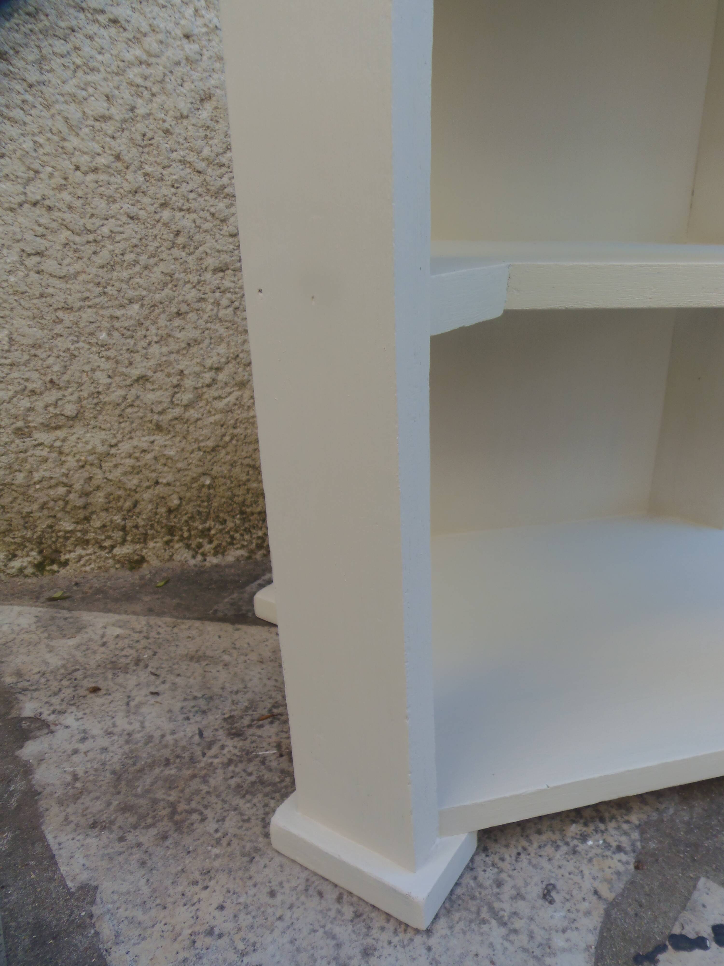 Vintage side table reimagined in beige, wooden tops.