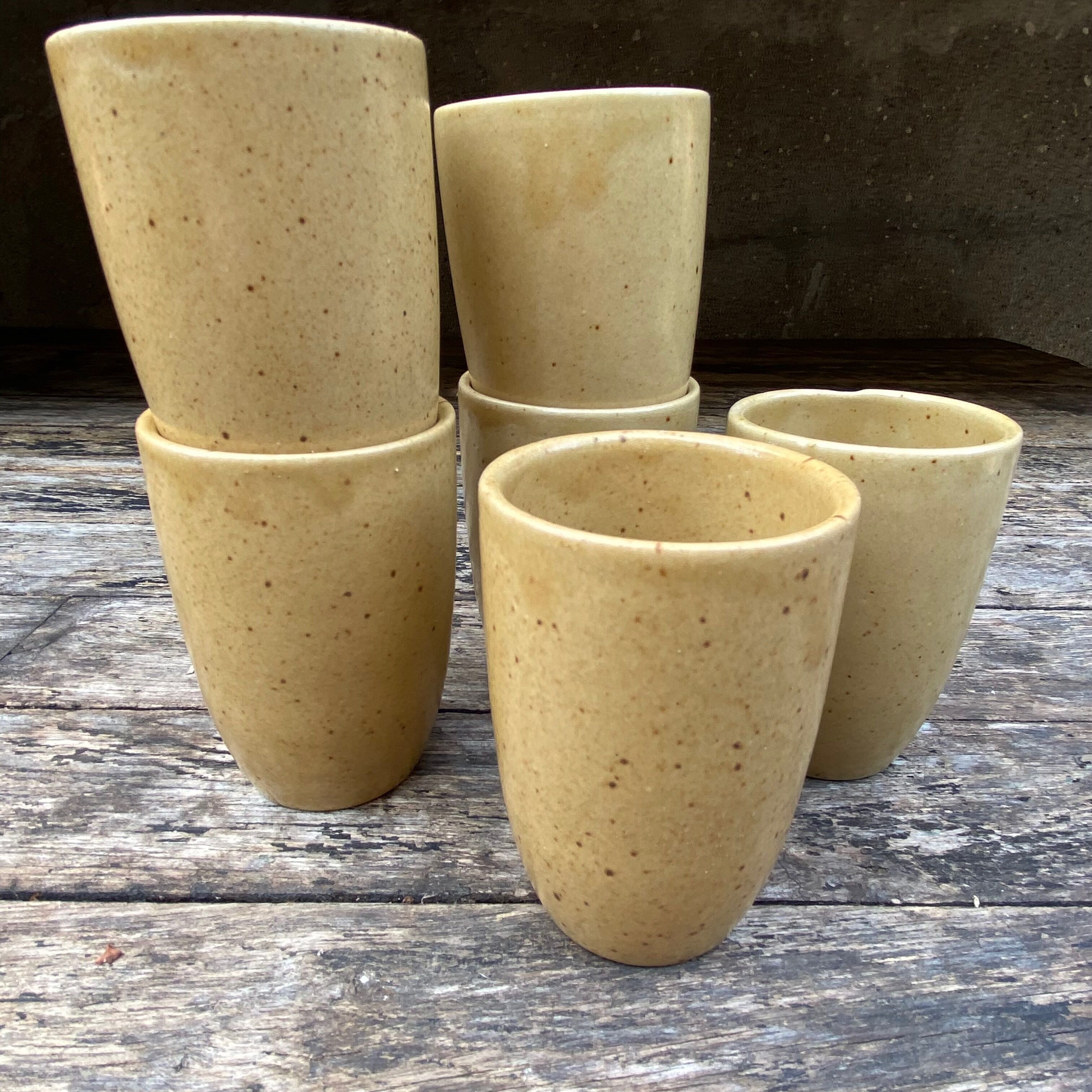 Set of 6 sandstone cups from Digoin-70s