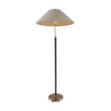 Lampadaire en cuir marron et laiton patiné du milieu du siècle par Falkenbergs Belysning, Suède, années 1960