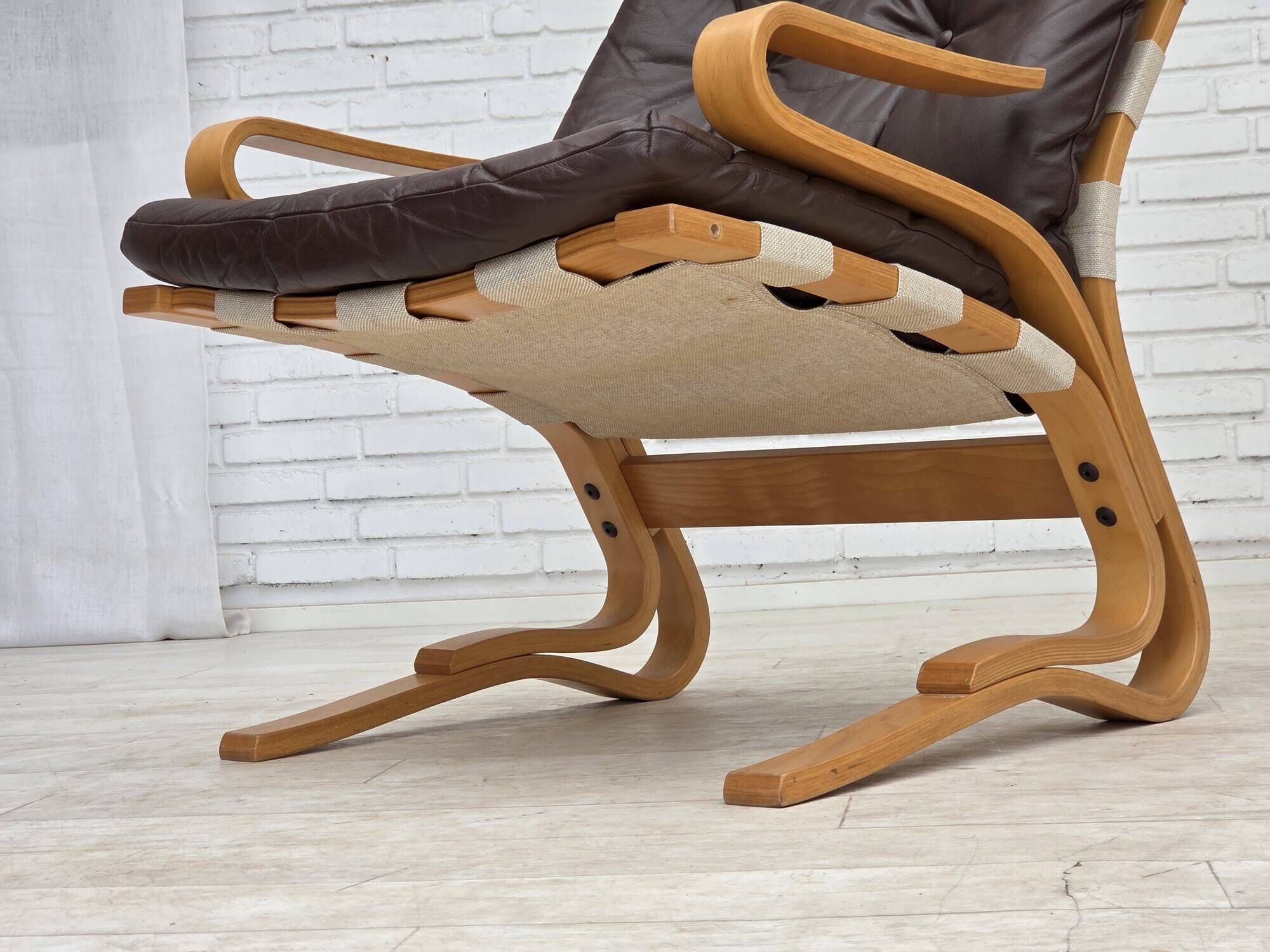 1970s, Norwegian design by Elsa & Nordahl Solheim, set of chair with stool.