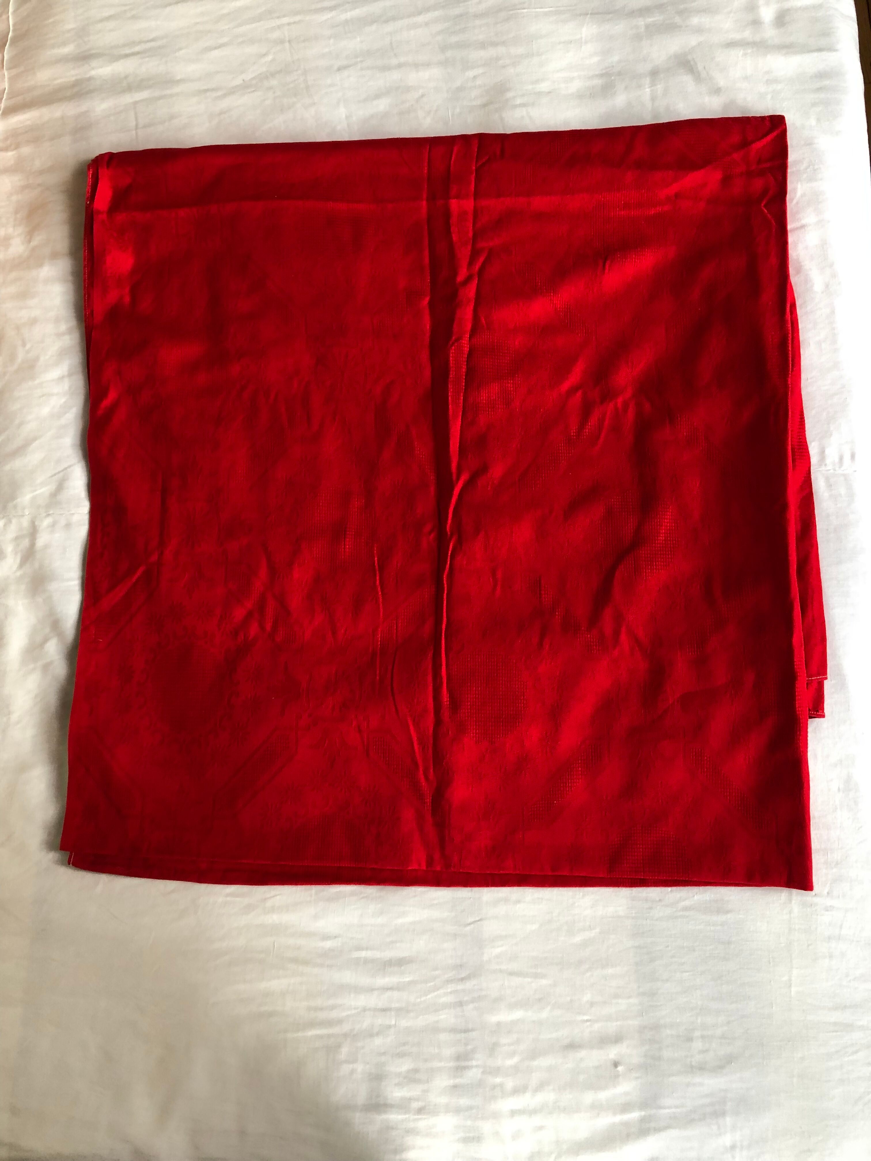 Old red tablecloth