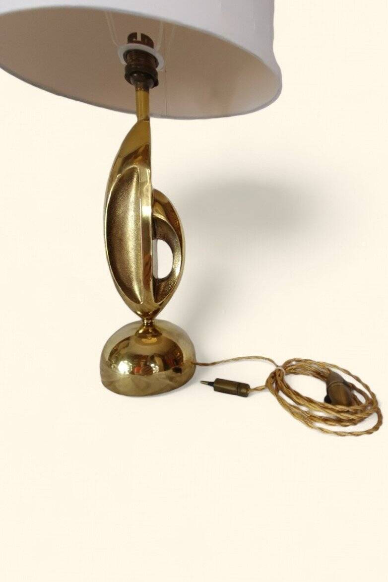 Pair of "Space Age" Table Lamps in Copper and Chrome, 1970s.