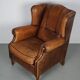 Fauteuil hollandais vintage en cuir cognac