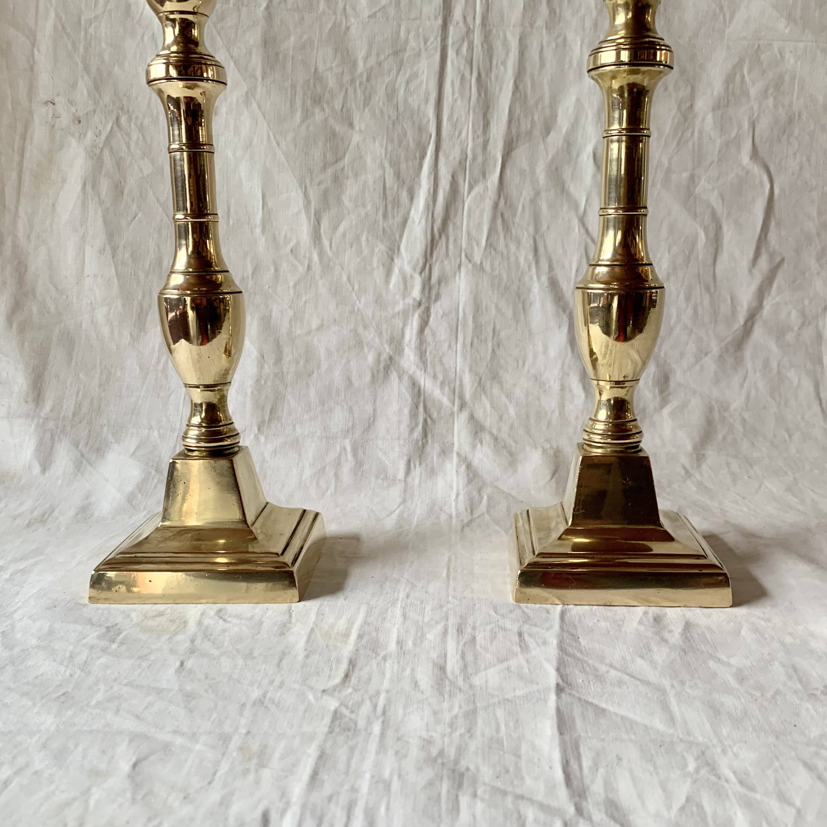 Pair of antique brass candlesticks