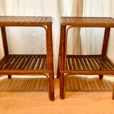 Pair of rattan bedside tables