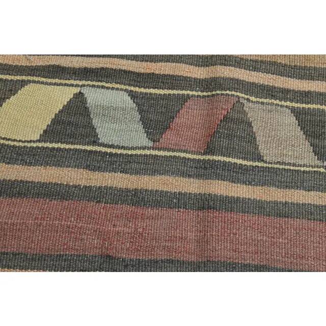 1970s Vintage Turkish Oushak Handmade Wool Cotton Brown Kilim Rug 148x174