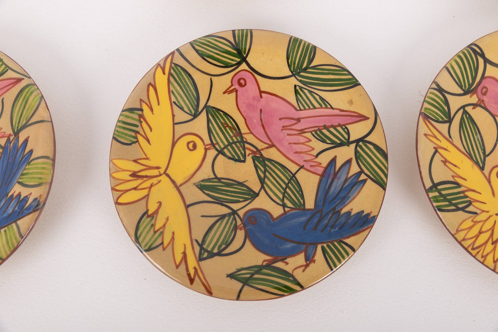 Hand made ceramic plates from Fenice Albisola, Italy 1970’s