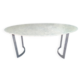Carrara marble and chrome dining table, vintage Italy, 70s style