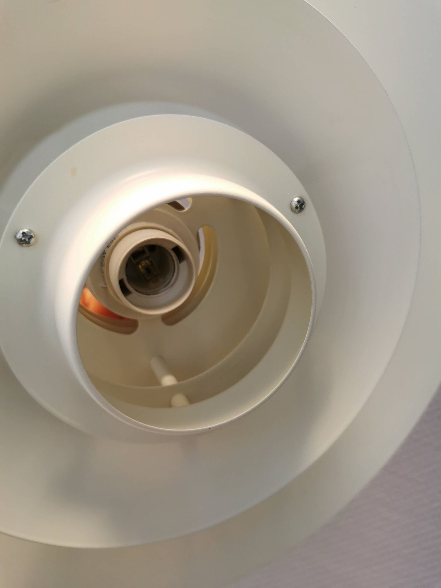 Danish Hanging lamp in white lacquered metal (not shiny white more cracked white) 1980s