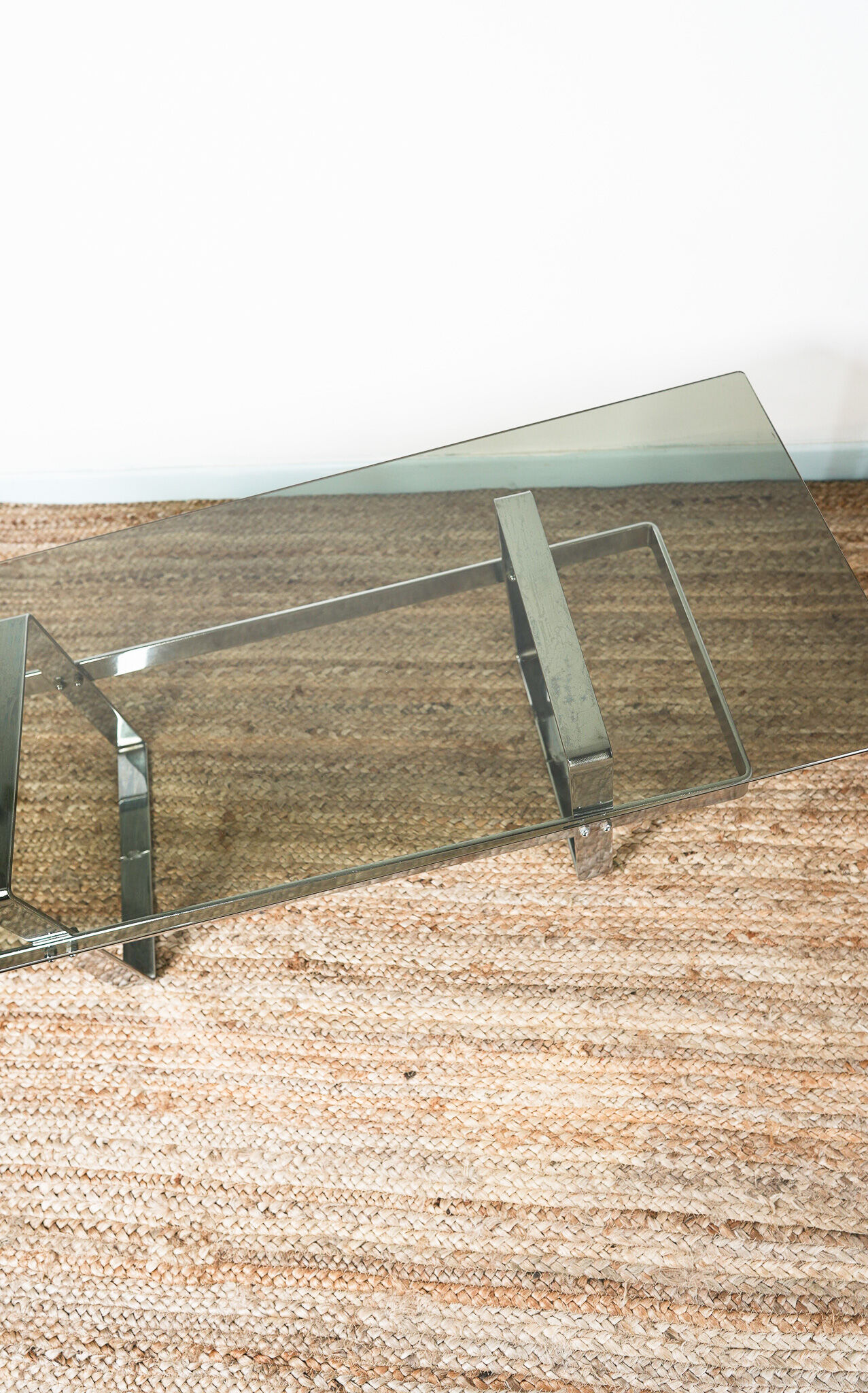 Glass and chrome coffee table