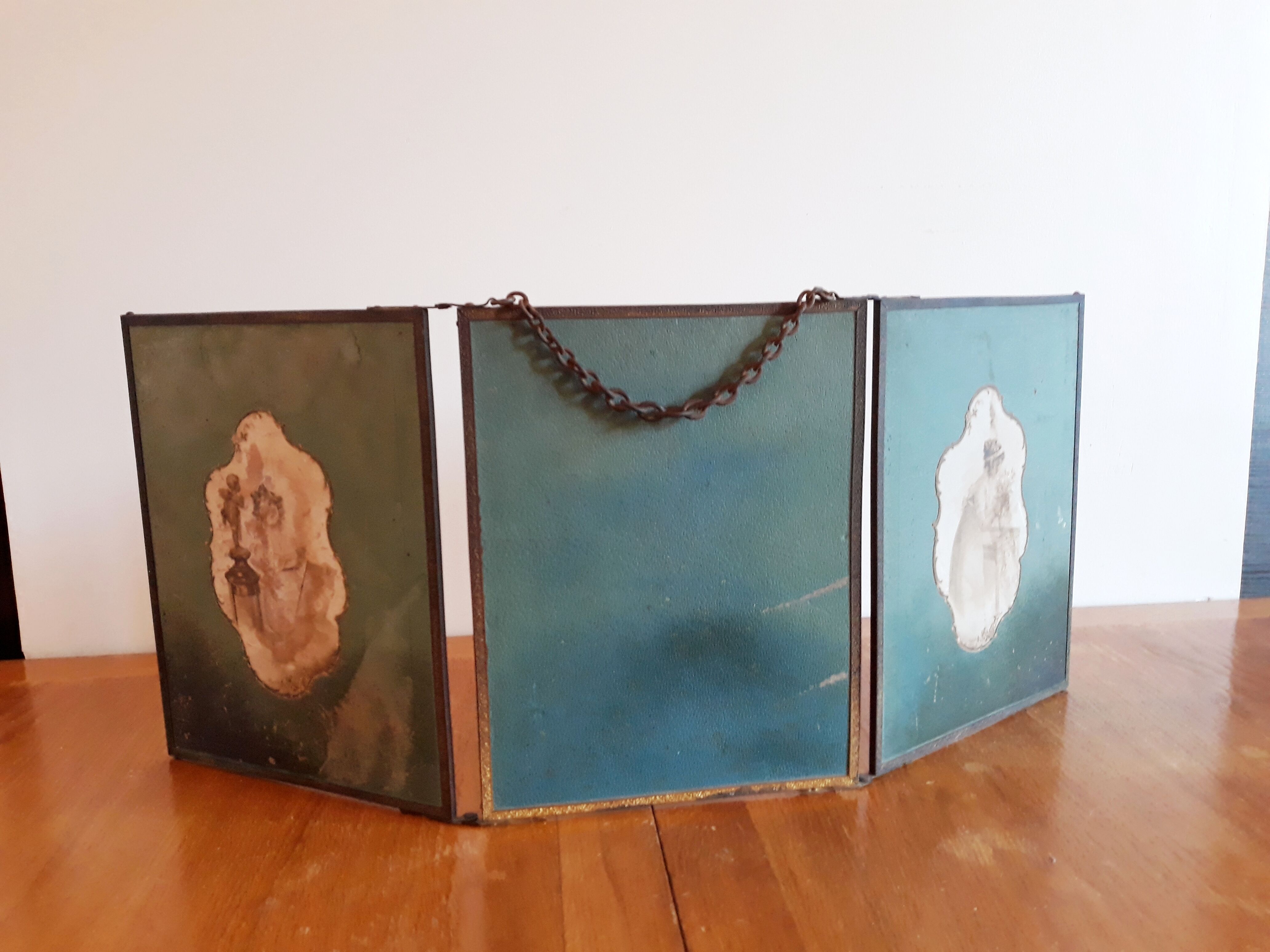 Mirror triptych barber vintage 66cm x 27cm