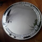Large old round mirror finely decorated