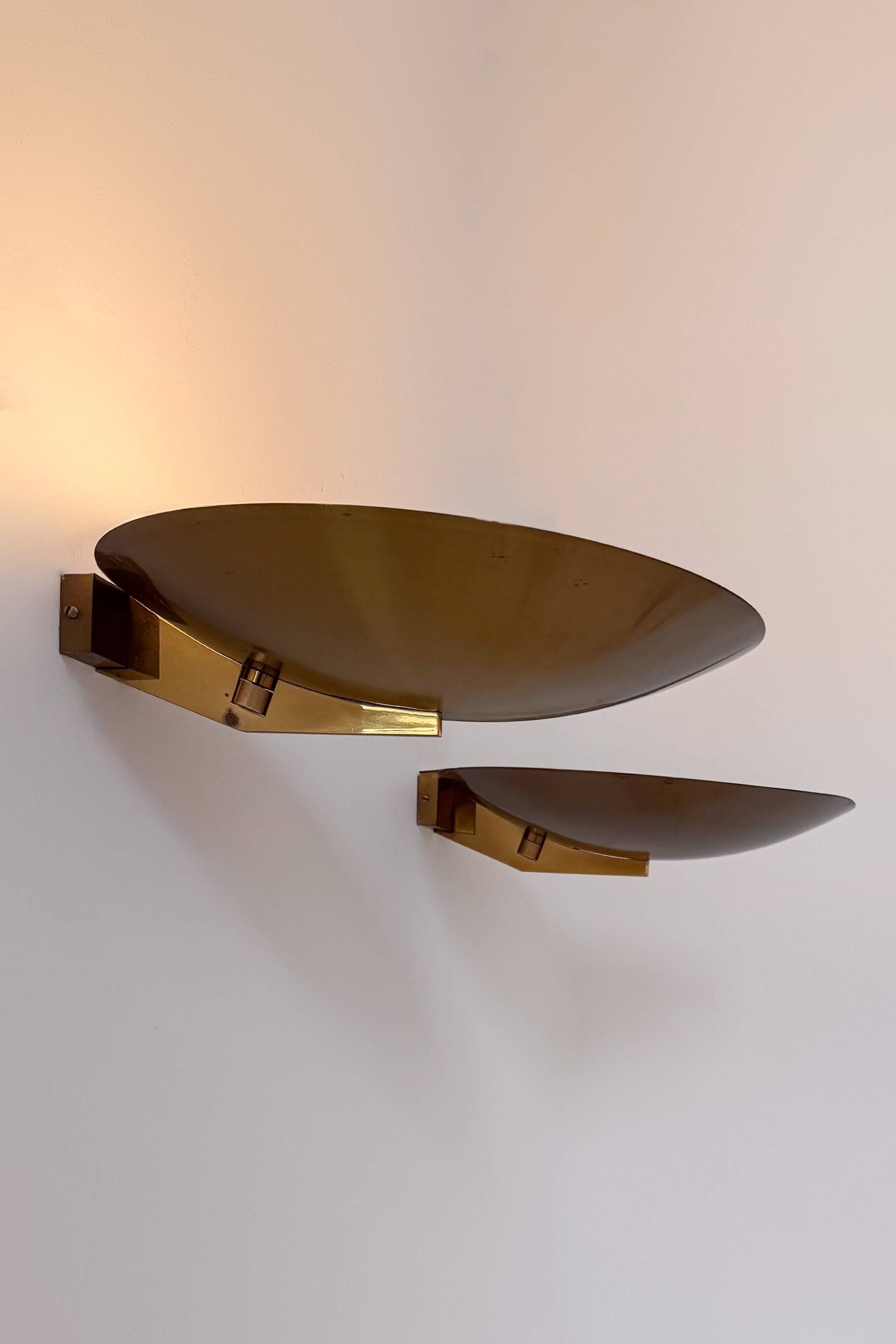 Pair of vintage brass wall lights, France 1970.