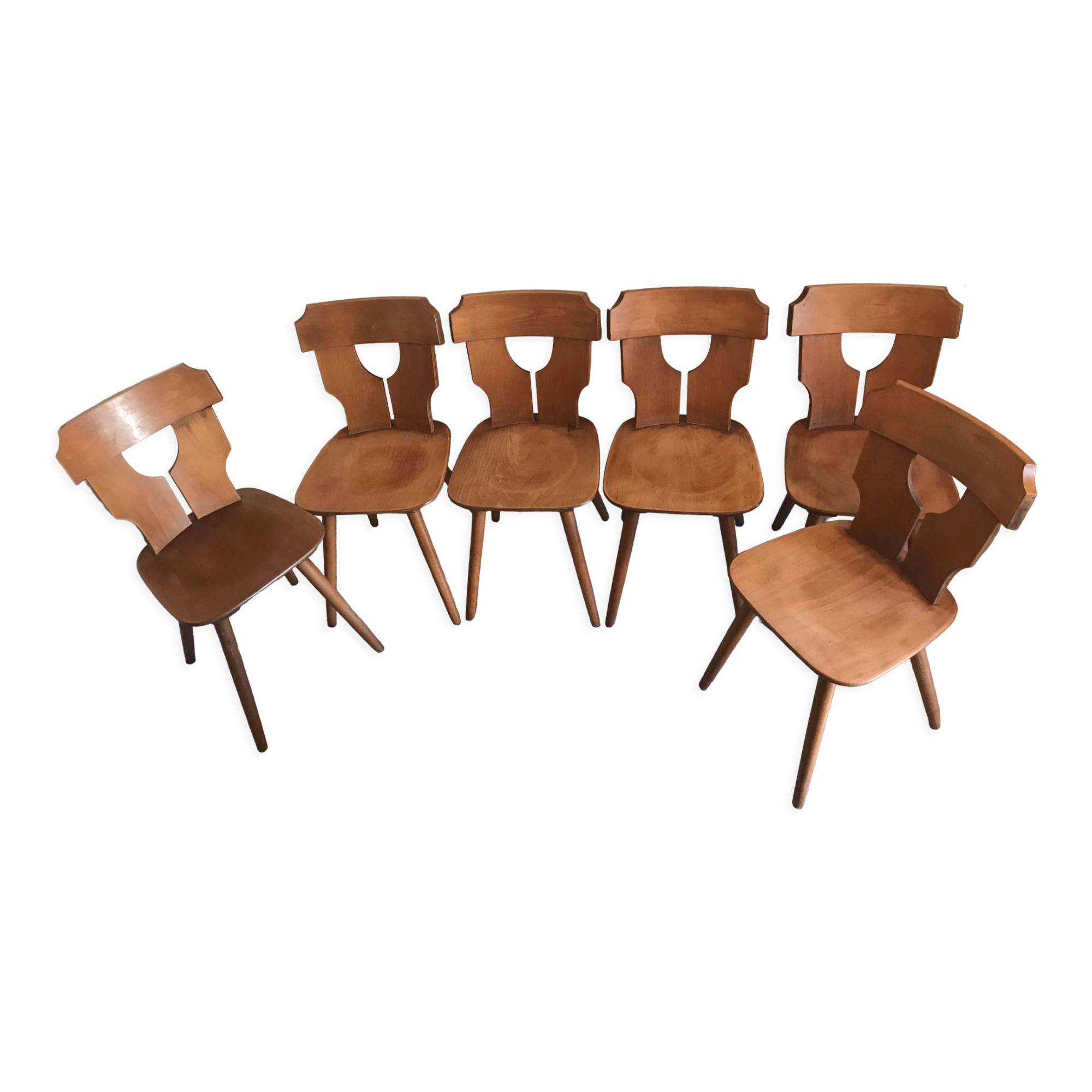 Lot de 6 chaises brutalistes vintage 1960-1980