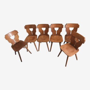 Set of 6 vintage brutalist chairs 1960-1980