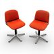 Paire de chaises vintage modèle 231/5 en tissu orange et aluminium par Wilkhahn