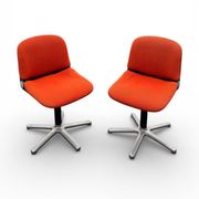 Pair of vintage chairs model 231/5 in orange fabric and aluminium by Wilkhahn.