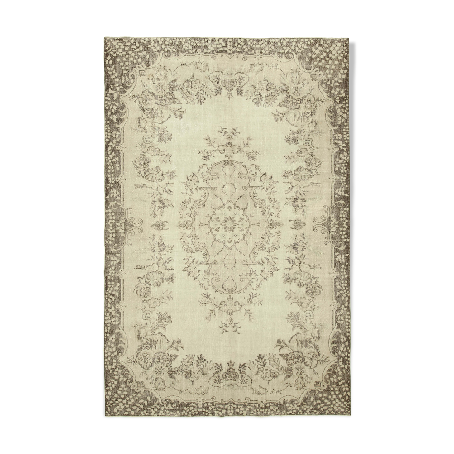 Handmade one-of-a-kind oriental beige carpet 208 cm x 310 cm