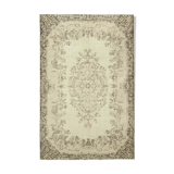 Tapis beige oriental unique fait à la main 208 cm x 310 cm