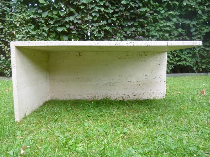Travertine coffee table. Up & Up (Italy). Vintage 70s