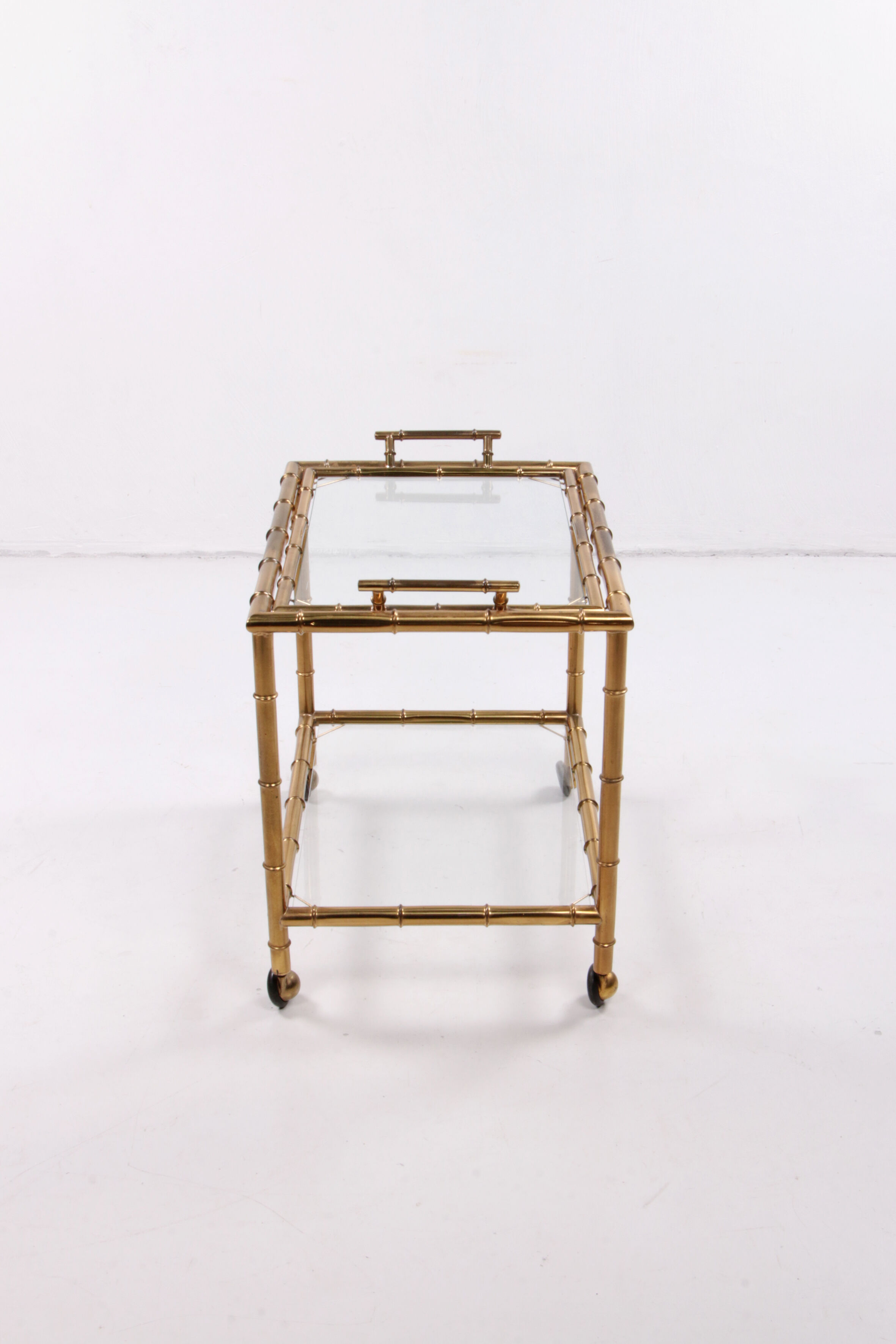 Bar trolley made of metal with bamboo motif with removable tray, 1970s