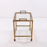 Bar trolley made of metal with bamboo motif with removable tray, 1970s