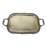 Plate with handle in silver metal