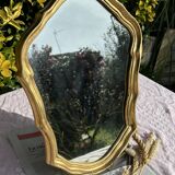 Vintage Golden Wood Carved Mirror in Louis XV Style