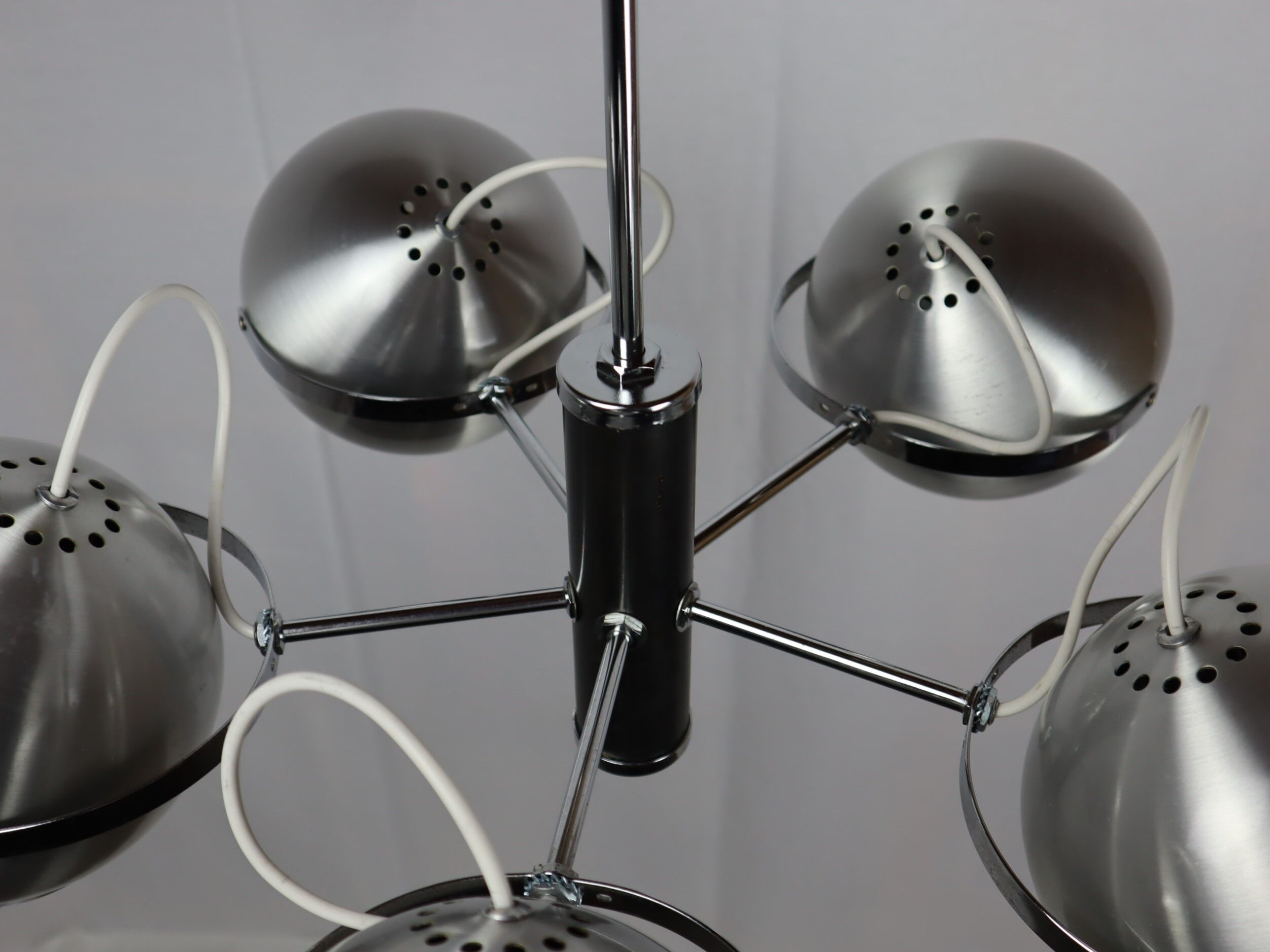 2 Vintage metal ball ceiling lamps 1960