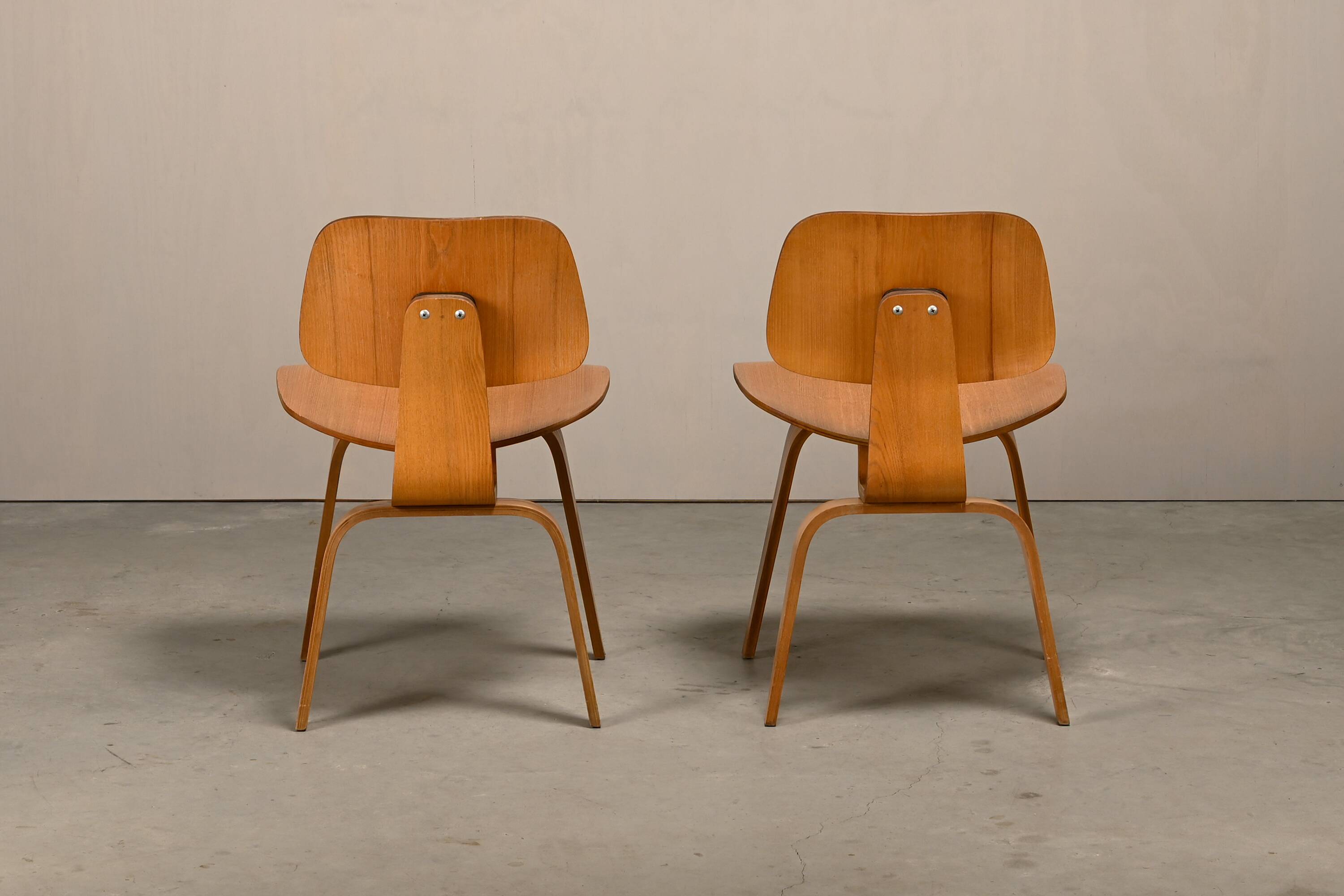 Charles and Ray Eames Early DCW Ash Plywood Dining Chairs for Herman Miller