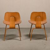 Charles and Ray Eames Early DCW Ash Plywood Dining Chairs for Herman Miller
