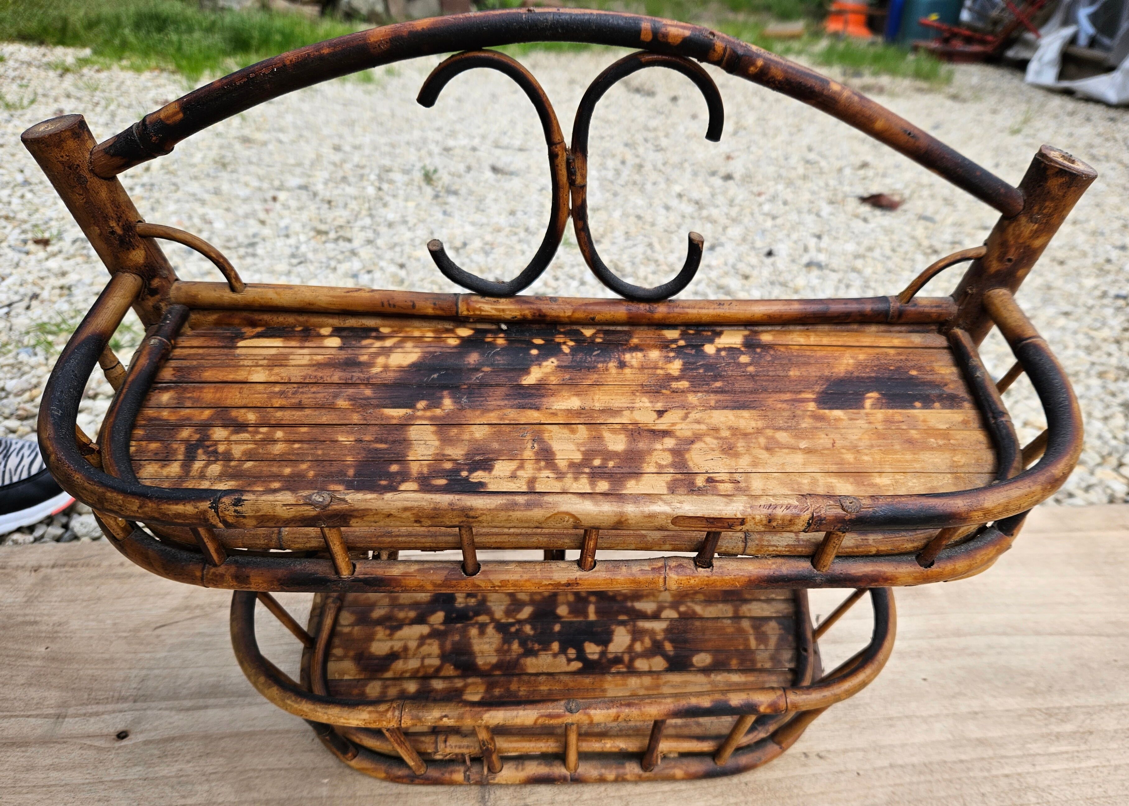 Wall shelf in vintage rattan