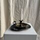 Antique blackened gold hand candlestick H8 D13.5